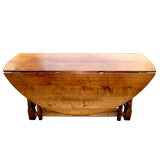 Antique Georgian Style Oak Round Dropleaf Dining Table