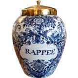 Antique Large Period Delft Tobacco Jar, 18th Century