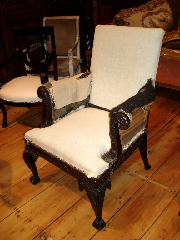 British Pair of Georgian Arm Chairs With Eagle Motif