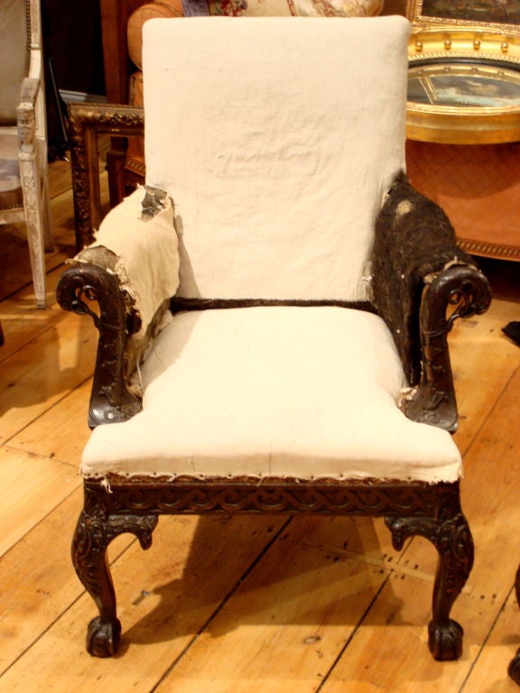 Carved Pair of Georgian Arm Chairs With Eagle Motif
