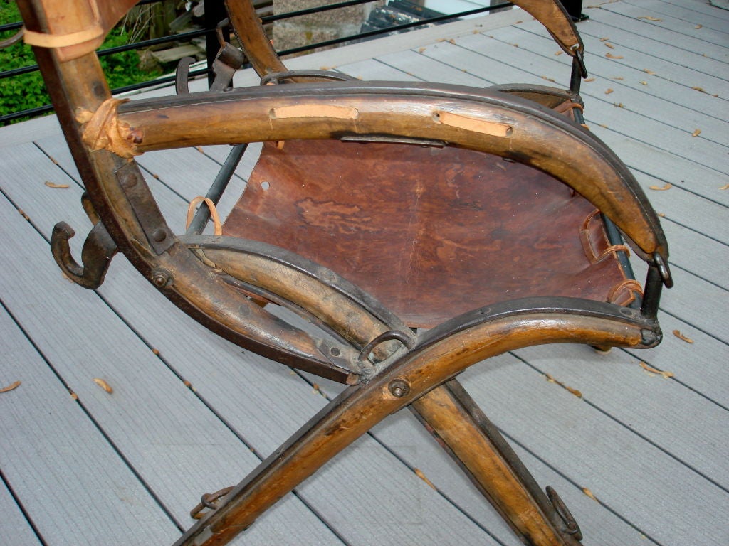 Mid-20th Century Rare Folk Art Western Chair Made From Horse Tack
