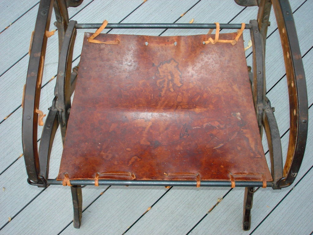 American Rare Folk Art Western Chair Made From Horse Tack