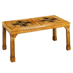 Antique A Parquetry Panel Mounted As A Low Table