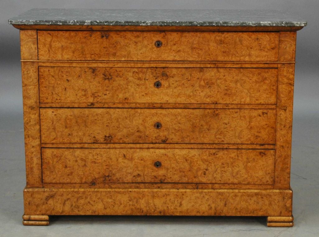 French Louis Philippe 19th Century Burled Elm Commode