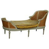 Antique Painted and Cane Chaise Longue