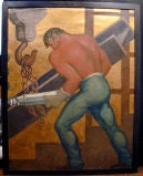 The Riveter:  1939 Oil Painting by WPA Muralist