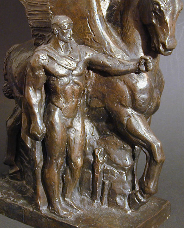"Warrior and Winged Horse"  Bronze by Important WPA Sculptor