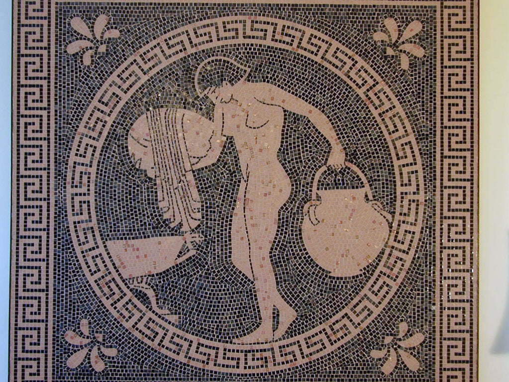 Monumental Tile Mosaic Panel: Greek Nude with Jug