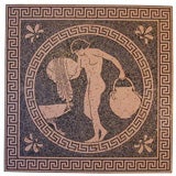 Retro Monumental Tile Mosaic Panel:  Greek Nude with Jug