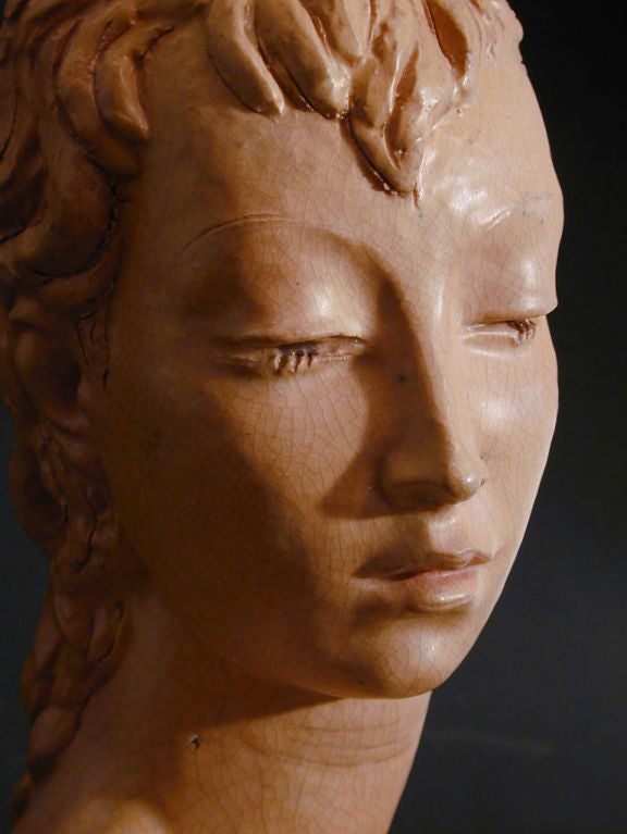 Italian Terra Cotta Bust of Young Woman For Sale