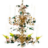 A BOHEMIAN LATE 19TH CENTURY OPALINE AND GILT BRONZE CHANDELIER