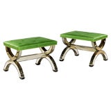 A PAIR OF MIRRORED TABOURETS IN THE MANNER OF SERGE ROCHE
