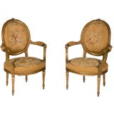 Antique 2 Pair: Fauteuil Chairs