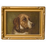 Vintage oil dog painting