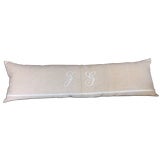 French vintage linen pillow JG monogram