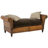 French vintage leather daybed