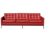 Florence Knoll Red Leather Sofa