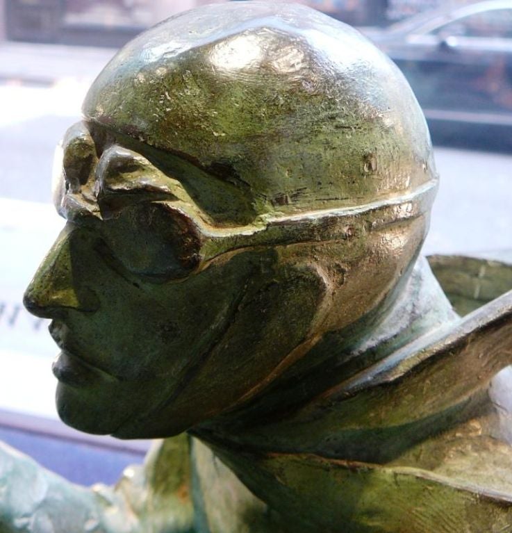 French 'Racing Motorist' sculpture by Maurice Guiraud-Rivière.