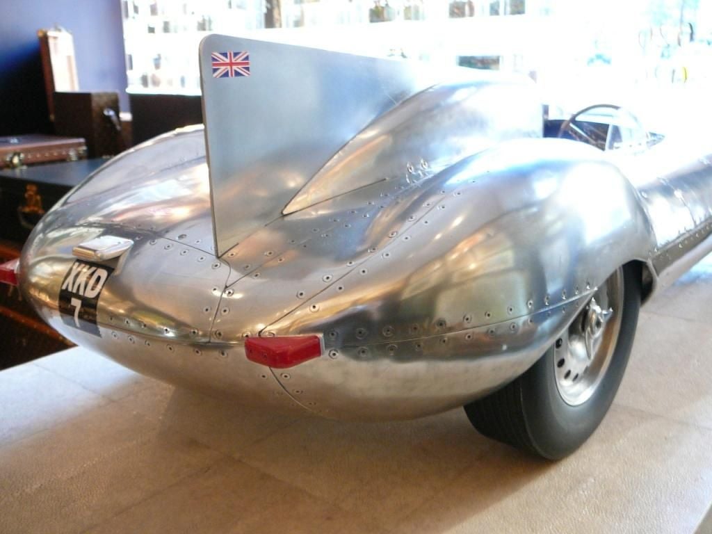 Aluminum 'D-Type Jaguar,1955', unique sculpture by John Elwell.