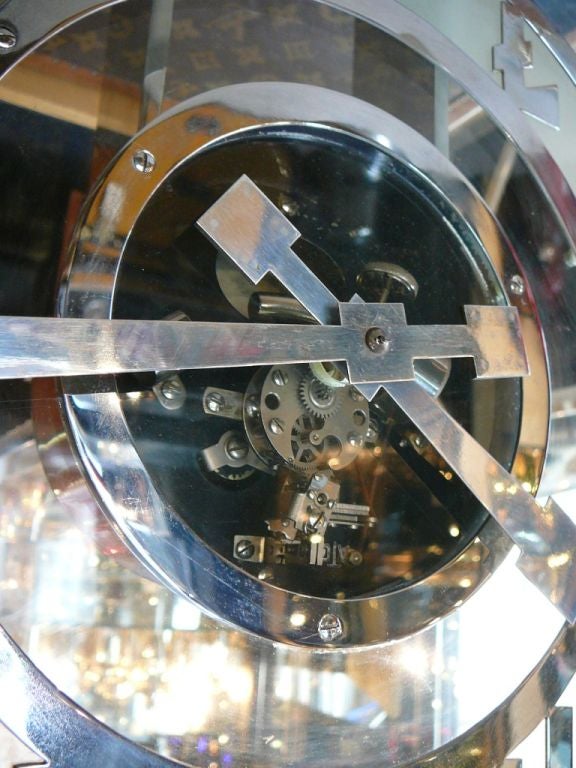 Large glass Art Deco clock by Leon Hatot for ATO.