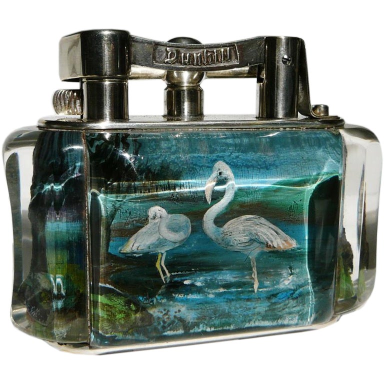 Alfred Dunhill 'Flamingo' Aquarium table lighter.