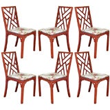 Set of six lacquer chairs by Lothier.