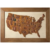 Vintage Carved Relief USA Map