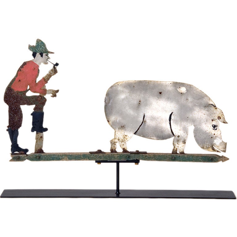 Farmer and Pig Weathervane For Sale