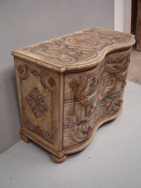 Baroque 19th Century Italian Painted Three-Drawer Commode For Sale