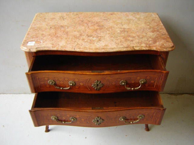 18th Century Italian Two Drawer Marble Top Commode
