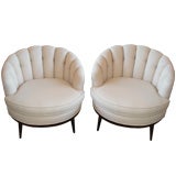 PAIR MODERN CHANNEL BACK CHAIRS