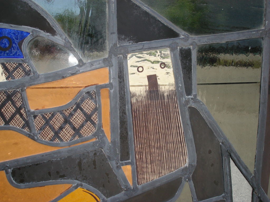 Mid-20th Century STAINED GLASS WINDOW AFTER PICASSO'S THE THREE MUSICIANS For Sale