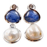 Sapphire, Diamond and Pearl in 18K Gold by Tony Duquette