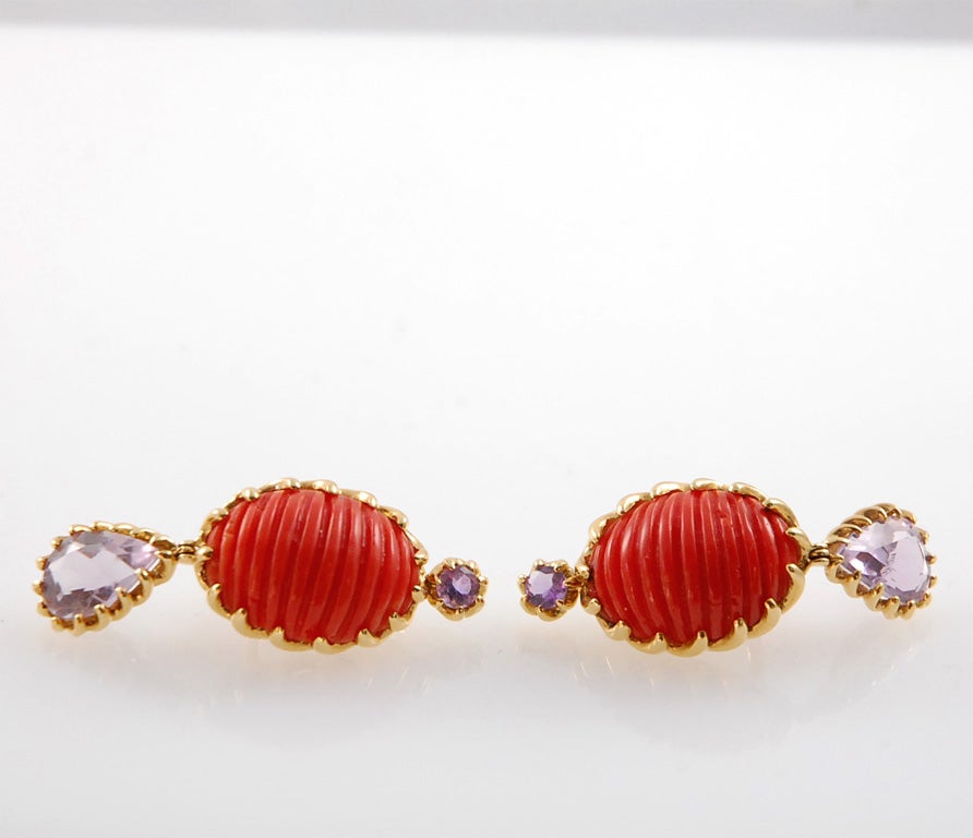 Coral and Amethyst in 18K Gold by Tony Duquette