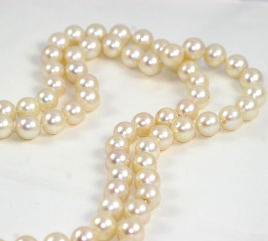 Long Strand of Cultured Pearls at 1stdibs