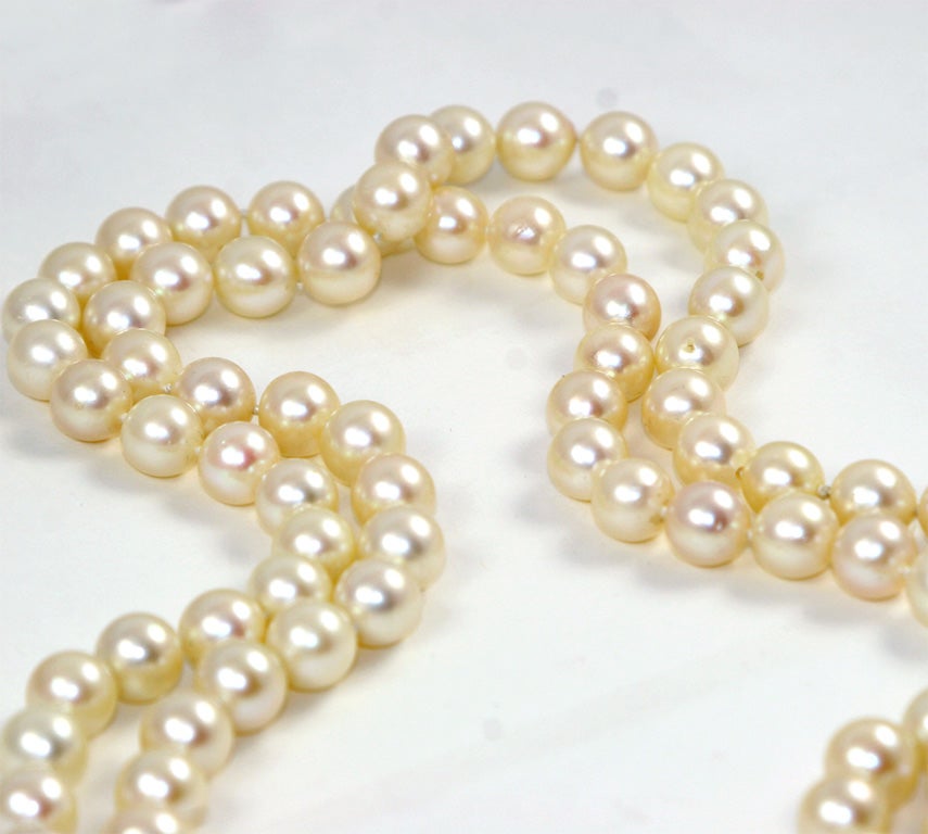 Long Strand of Cultured Pearls at 1stDibs