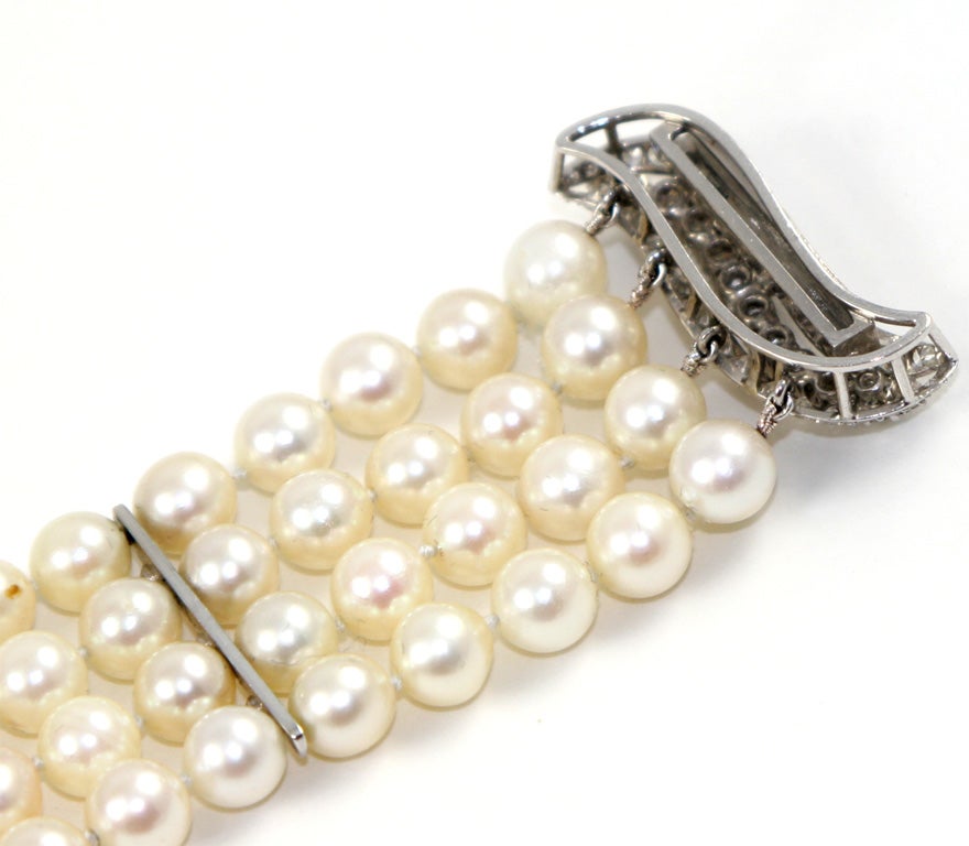 Platinum, Cultured Pearl & Diamond Bracelet 3