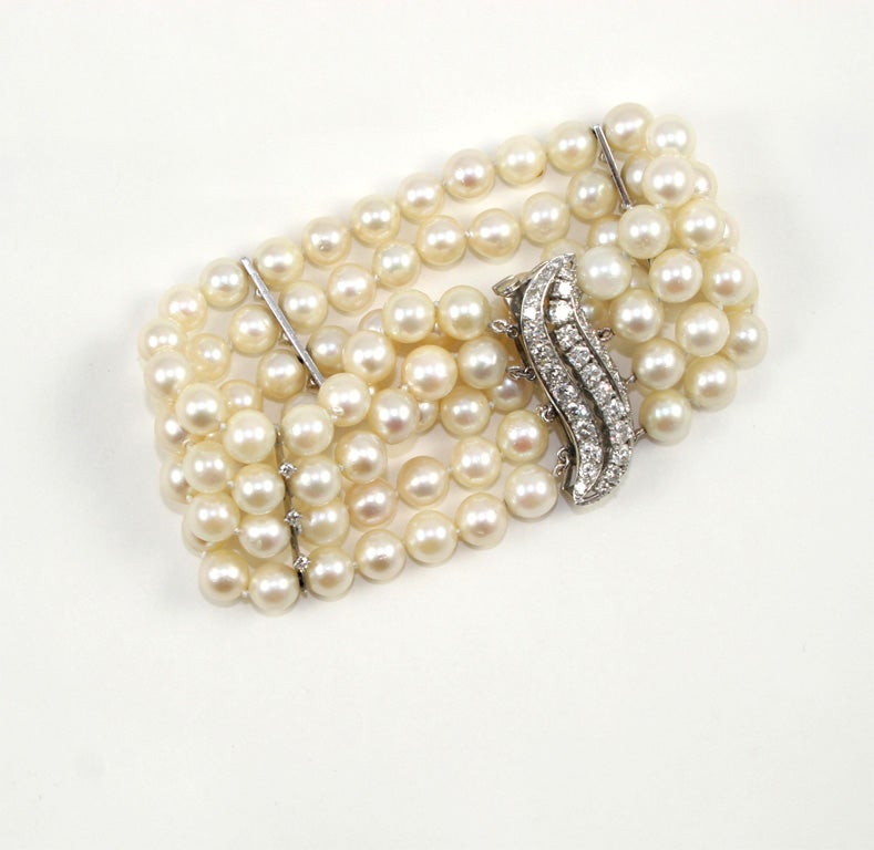 Platinum, Cultured Pearl & Diamond Bracelet 4