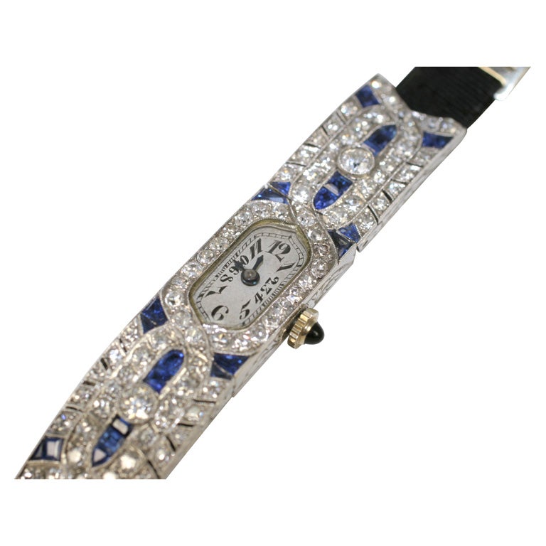Art Deco Sapphire 
Diamond Ribbon Watch
