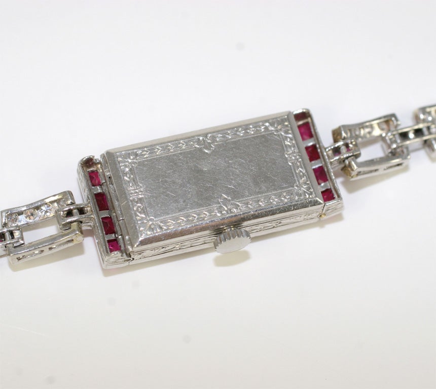 Art Deco, Ruby & Diamond Watch, 2.75 cts, 'G-VS' 5