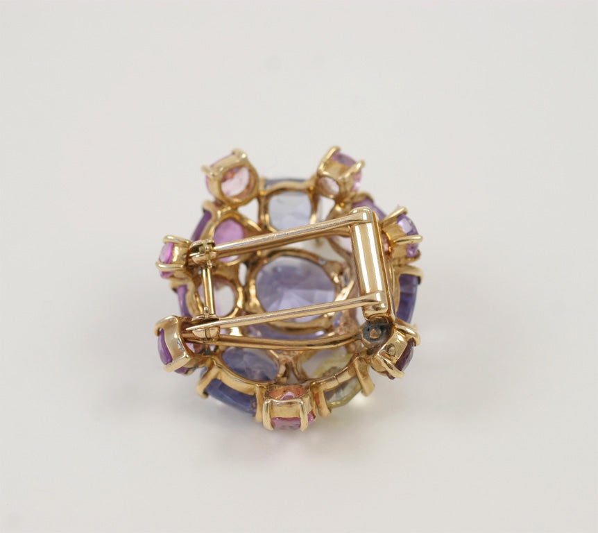 Multi Color Sapphire Brooch by  Nadja Buckley For Sale 1