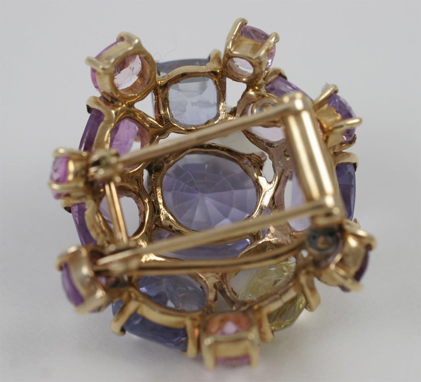 Multi Color Sapphire Brooch by  Nadja Buckley For Sale 3