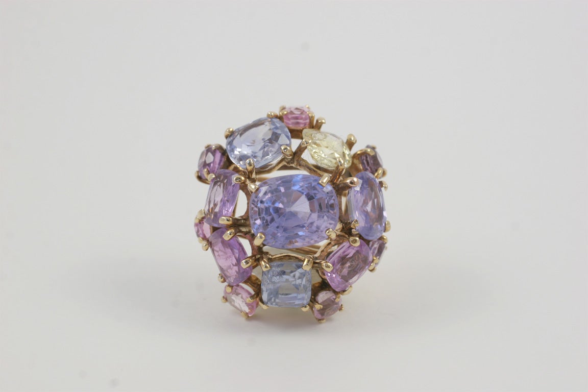 Multi Color Sapphire Brooch by  Nadja Buckley For Sale 4