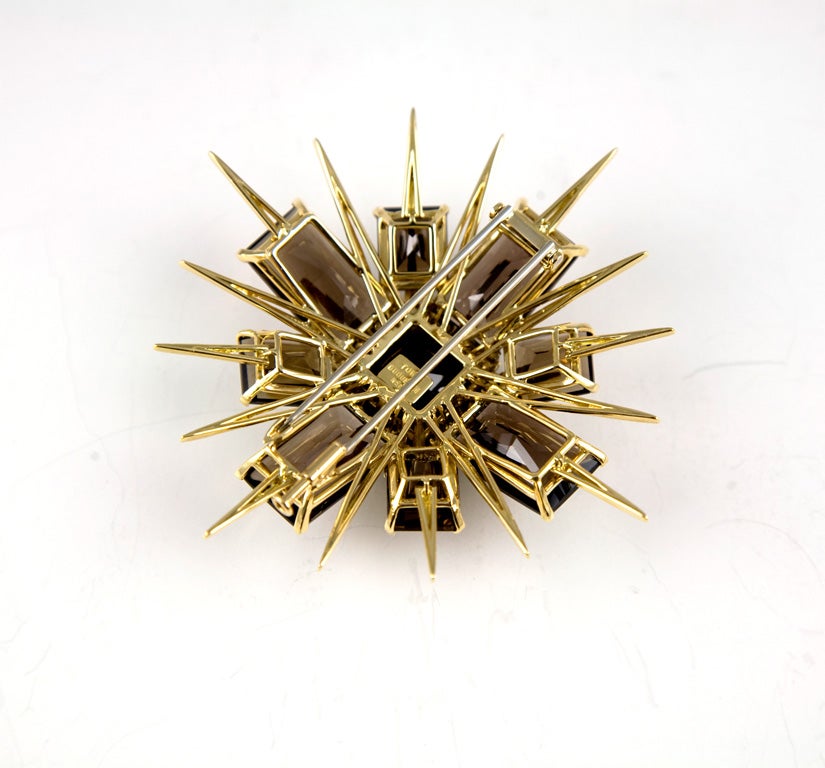 Smoky Quartz and Diamond Brooch by Tony Duquette For Sale 2