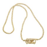 Antique Beaded Chinese Carved Ivory Monkey Necklace