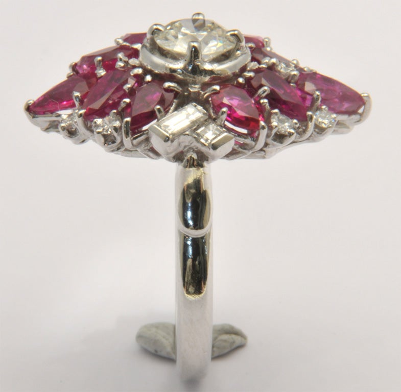 Marquise Diamond and Ruby Ring