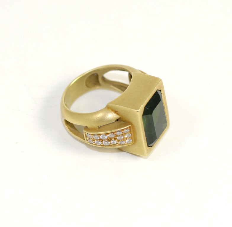 18kt  Yellow Gold Kieselstein-Cord Tourmaline & Diamond Ring 3