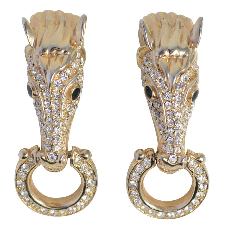 Pair of Horse Head Earrings For Sale at 1stdibs