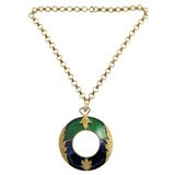 Blue and Green Enameled Pendant Necklace 12
