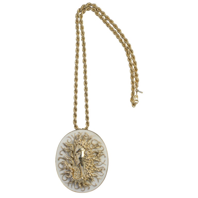 Ciner Medusa Pendant Necklace, Costume Jewelry